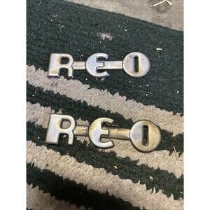 REO Speed Wagon Truck Pickup Hood Side Script Emblems Vintage 1940's 1950's
